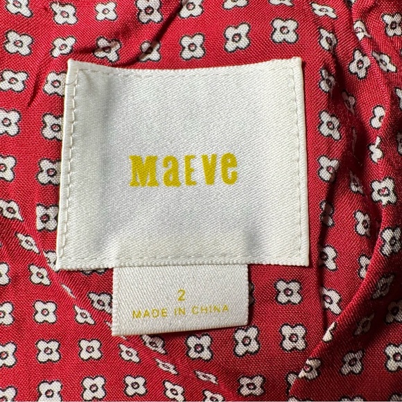 MAEVE by ANTHROPOLOGIE Red Frida Mock Neck Jumpsuit. Size 2 - Picture 10 of 11